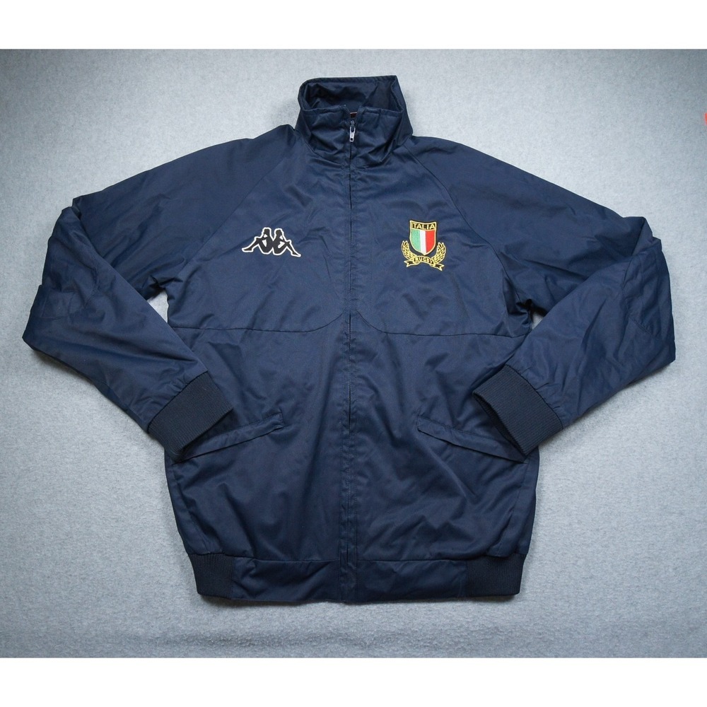 Kappa Jacket Mens Small Blue Italia Rugby Full Zip Football Soccer Adult Casual